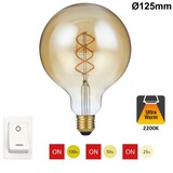 SPL E27 Led Bollamp G125 Fila-Flex, 5 Watt, 460 Lumen, 2200K Flame, 3 Steps-Dim (100%/50%/25%), Goudkleurig Glas, 2 Jaar Garantie