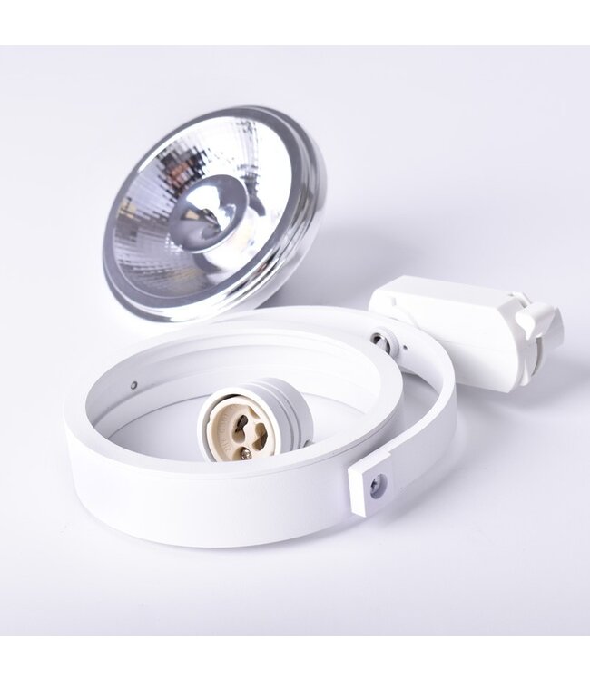 1 Fase Rail armatuur AR111 met GU10 Fitting, Witkleurige behuizing