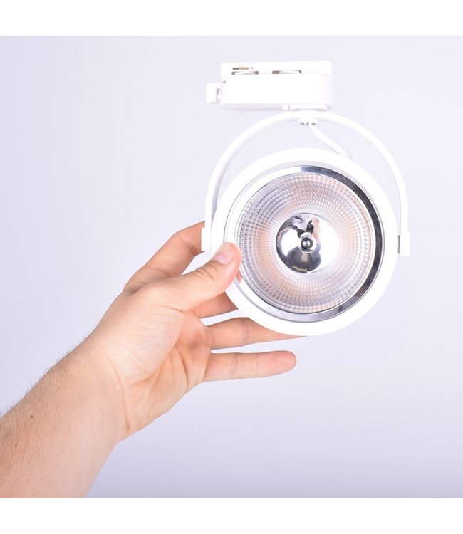 1 Fase Rail armatuur AR111 met GU10 Fitting, Witkleurige behuizing