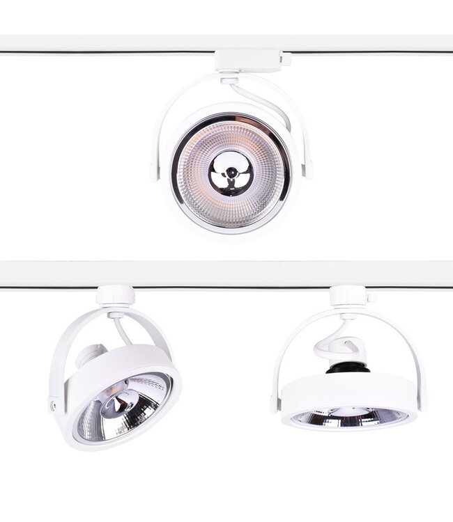 1 Fase Rail armatuur AR111 met GU10 Fitting, Witkleurige behuizing