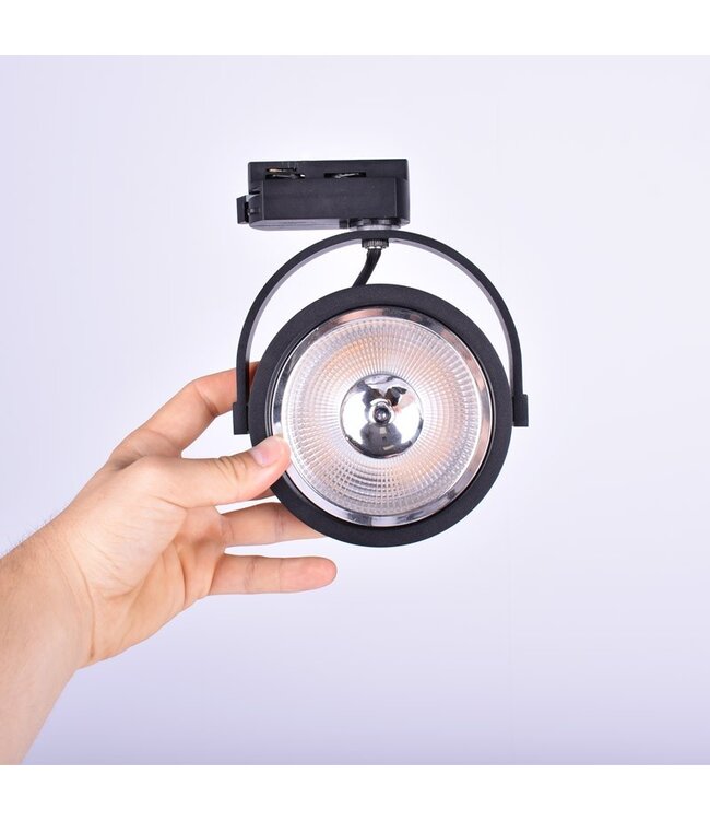 1 Fase Rail armatuur AR111 met GU10 Fitting, Zwartkleurige behuizing