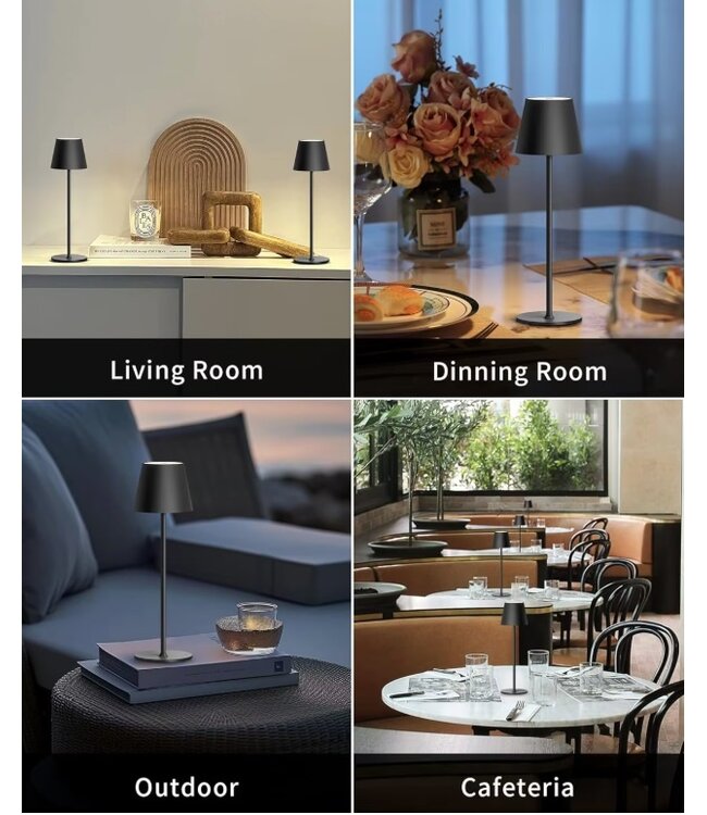 UITVERKOOP: Oplaadbare LED Tafellamp Geel, 3,5w, 400 Lumen, 2x 2000Mah Li-Ion batterij, CCT Switch 3000K/4000K/5000K, IP54