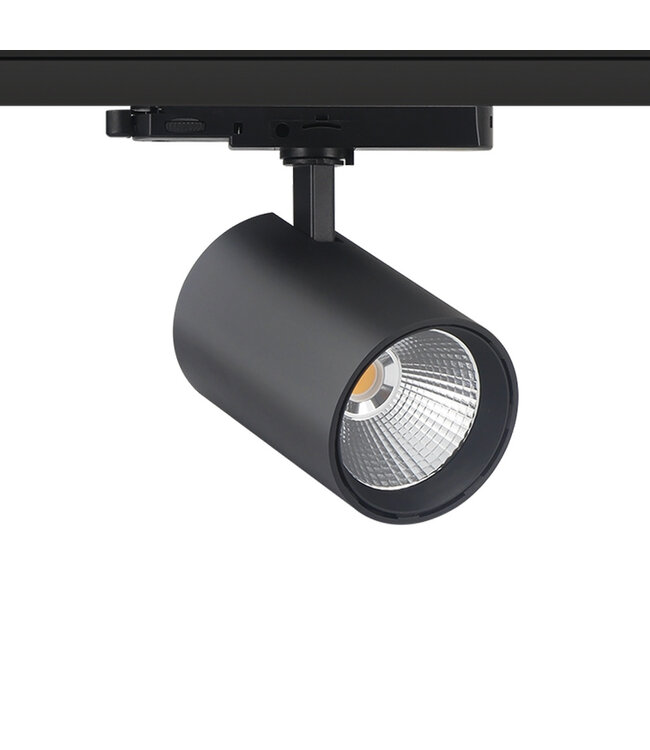 3 Fase LED Rail Spot Koker, TRIAC-Dimbaar,  Wattage switch: 10/20/30w,  CCT-Switch, 950 tot 2850 lumen, CRI>90, Zwarte Behuizing , 3 Jaar Garantie