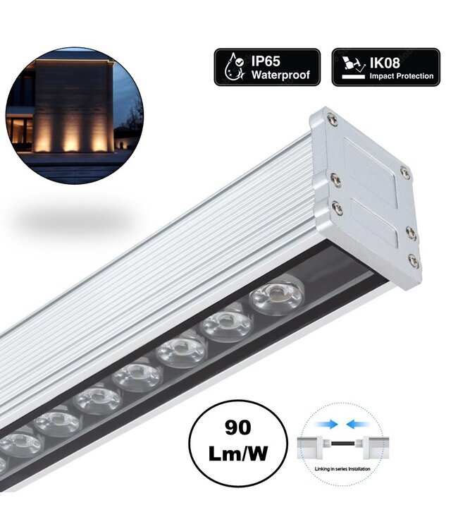 LED Wall Washer 100cm, 38w, 3500 Lumen, IP65, Koppelbaar, 2 Jaar Garantie