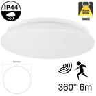 Led Plafonnière 12w met Bewegingssensor, 900 Lumen, 3000K Warm Wit, IP44, Ø260mm, 2 jaar garantie