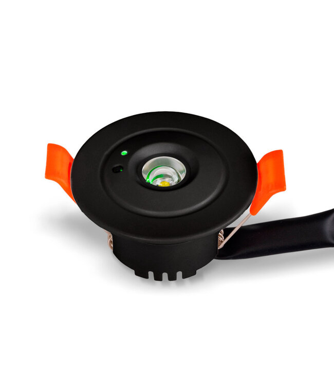 Mini LED Nood Spot/Downlighter Zwart, 3w, 250 lumen, Ø42 mm gatmaat, 2 Jaar Garantie