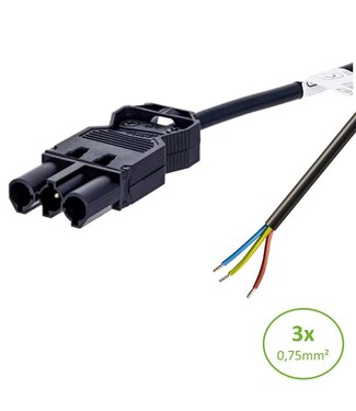 Aansluitsnoer met GST18 Male Connector - 3x0.75mm2 - tot 3 Meter leverbaar