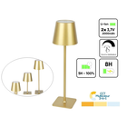 Oplaadbare LED Tafellamp Goud 4 IN 1, 3,5w, 400 Lumen, 2x 2000Mah Li-Ion batterij, CCT Switch 3000K/4000K/5000K, IP54, 2 Jaar Garantie