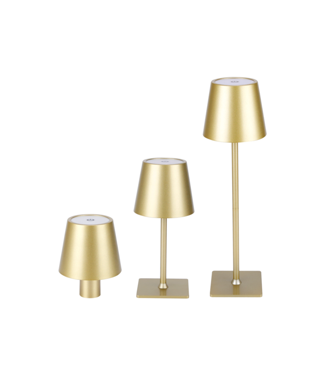 Oplaadbare LED Tafellamp Goud 4 IN 1, 3,5w, 400 Lumen, 2x 2000Mah Li-Ion batterij, CCT Switch 3000K/4000K/5000K, IP54, 2 Jaar Garantie