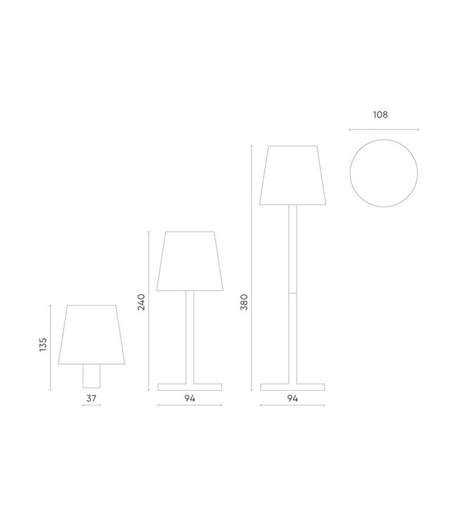 Oplaadbare LED Tafellamp Goud 4 IN 1, 3,5w, 400 Lumen, 2x 2000Mah Li-Ion batterij, CCT Switch 3000K/4000K/5000K, IP54, 2 Jaar Garantie