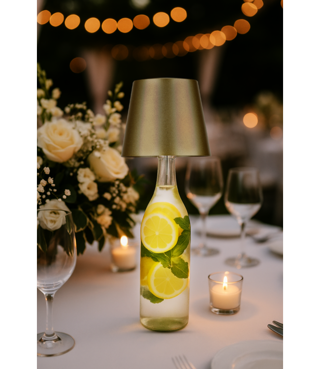 Oplaadbare LED Tafellamp Goud 4 IN 1, 3,5w, 400 Lumen, 2x 2000Mah Li-Ion batterij, CCT Switch 3000K/4000K/5000K, IP54, 2 Jaar Garantie