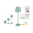 Oplaadbare LED Tafellamp Groen 4 IN 1,  3,5w, 400 Lumen, 2x 2000Mah Li-Ion batterij, CCT Switch 3000K/4000K/5000K, IP54, 2 Jaar Garantie