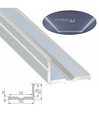 Aluminium Led Strip Profiel L-Hoek | ALU |  19,4x12,1mm | Tot 2 Meter leverbaar | Speciaal voor verlaagd plafond