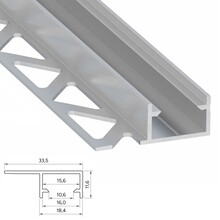 Tegel-Hoek Aluminium Led Strip Profiel TERRA | Tot 15mm LED Strips | ALU | 18x12mm | Tot 2 Meter leverbaar