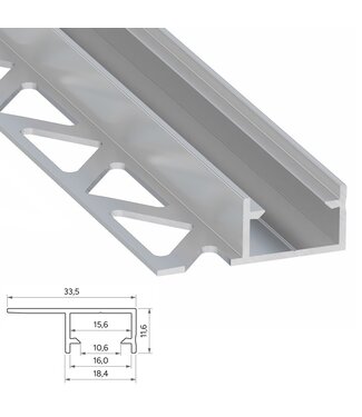 Tegel-Hoek Aluminium Led Strip Profiel TERRA | Tot 15mm LED Strips | ALU | 18x12mm | Tot 2 Meter leverbaar