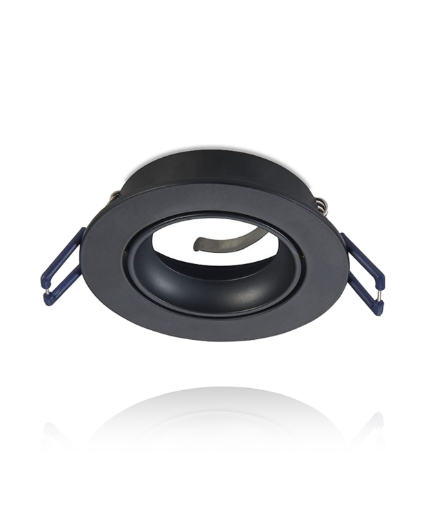 Led Spot Armatuur Zwart, Verdiept, Kantelbaar, IP20, Kliksysteem. Zaagmaat 75mm