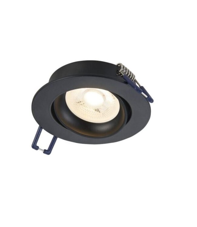 Led Spot Armatuur Zwart, Verdiept, Kantelbaar, IP20, Kliksysteem. Zaagmaat 75mm