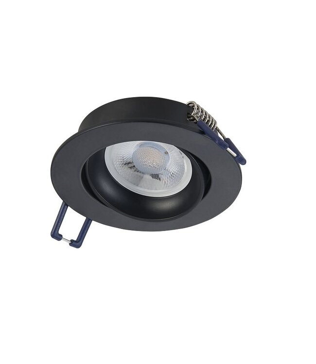 Led Spot Armatuur Zwart, Verdiept, Kantelbaar, IP20, Kliksysteem. Zaagmaat 75mm