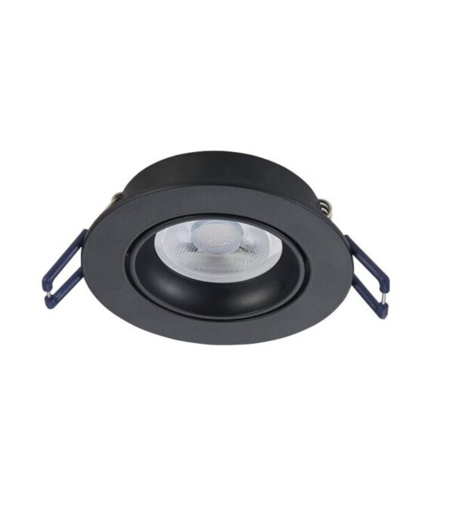 Led Spot Armatuur Zwart, Verdiept, Kantelbaar, IP20, Kliksysteem. Zaagmaat 75mm
