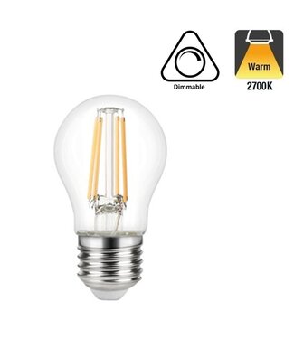 E27 Led Bollamp G45, 3,4 Watt, 470 Lumen, 2700K Warm Wit, Dimbaar, 2 Jaar Garantie