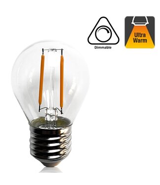 E27 Led Bollamp G45, 1 Watt, 100 Lumen, 2000K Warm Wit, Dimbaar, 2 Jaar Garantie