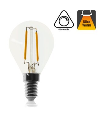 E14 Led Bollamp G45, 2 Watt, 110 Lumen, 2200K Flame, Dimbaar, 2 Jaar Garantie