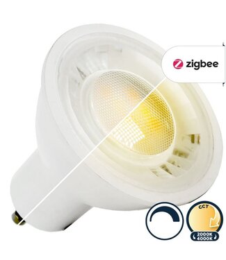 Zigbee3.0 GU10 LED Spot 5,3w, 2000K>4000K, 350 Lumen, Werkt via Zigbee 3.0 / App / Wifi, 2 Jaar Garantie