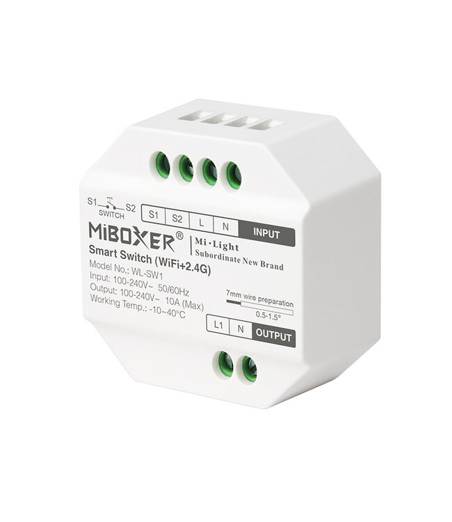 Miboxer Draadloze Schakelaar, Wifi + 2.4GHz, Max. 10A
