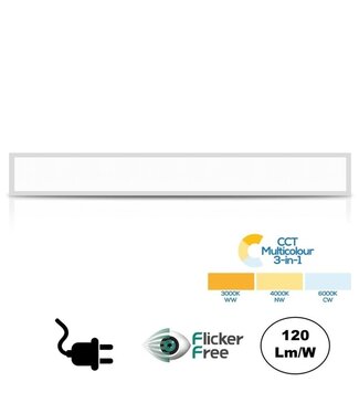 ECO UGR19 Back-Lit LED Paneel 120x15cm, 34w, 4200 Lumen (125 Lm/W), Color Switch (3000/4000/6000K), Flikkervrije LED Driver, Stekkerklaar, 3 Jaar Garantie