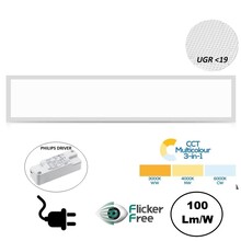 FLAT UGR19 LED Paneel 150x18cm, 10-42w, 100 Lumen/watt, Color Switch (3000/4000/6000K), Flikkervrije Philips LED Driver, Stekkerklaar, 5 Jaar Garantie