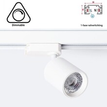 1 Fase Rail Spot Mal, 10w, 1000 Lumen, Dimbaar, Lichthoek:15 graden, Wit, 2 Jaar garantie