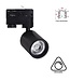 3 Fase Rail Spot Mal, 10w, 1000 Lumen, Dimbaar, Lichthoek:15 graden, Zwart, 2 Jaar garantie