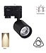 3 Fase Rail Spot Mal, 10w, 1000 Lumen, Dimbaar, Lichthoek:15 graden, Zwart, 2 Jaar garantie
