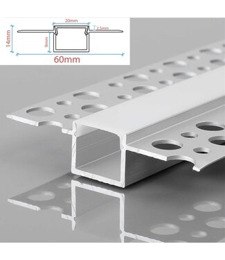 UITVERKOOP: Stuc Aluminium Led Strip Profiel tot 15mm LED Strips | ALU | 20x9mm | Per 2 Meter