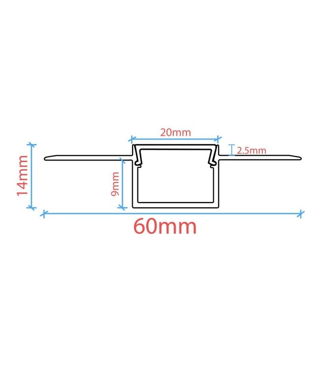 UITVERKOOP: Stuc Aluminium Led Strip Profiel tot 15mm LED Strips | ALU | 20x9mm | Per 2 Meter
