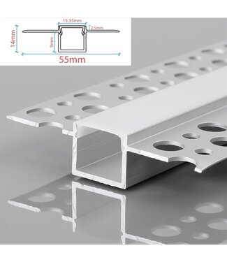 Stuc Aluminium Led Strip Profiel tot 12mm LED Strips | ALU | 15x9mm | Per 2 Meter