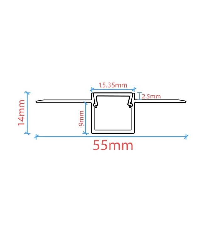 UITVERKOOP: Stuc Aluminium Led Strip Profiel tot 12mm LED Strips | ALU | 15x9mm | Per 2 Meter
