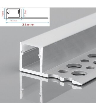 Stuc Aluminium Led Strip Profiel Hoek - Enkel Vin tot 10mm LED Strips | ALU | 12x11mm | Per 2 Meter