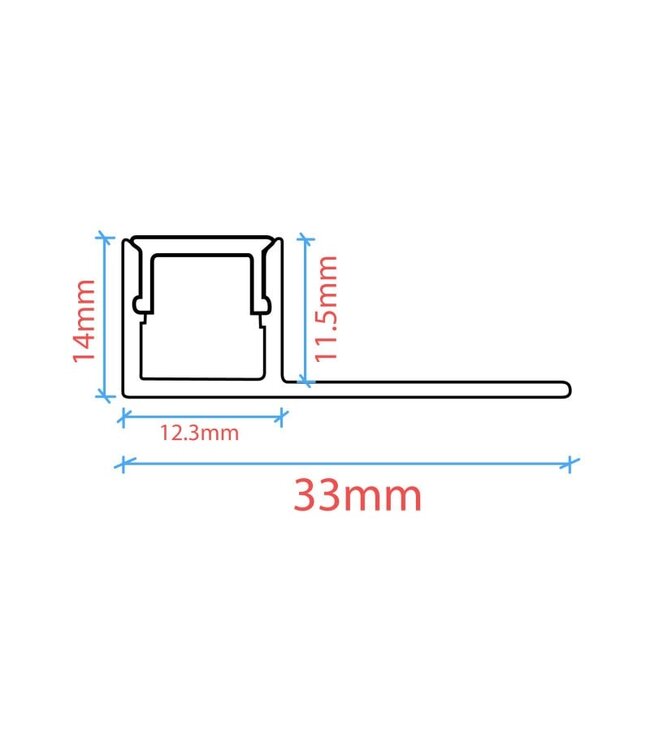 Stuc Aluminium Led Strip Profiel Hoek - Enkel Vin tot 10mm LED Strips | ALU | 12x11mm | Per 2 Meter