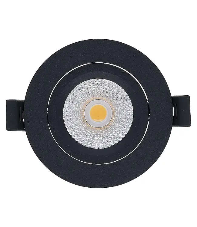 Inbouw LED Spot 6w Flat, 400 Lumen, CCT Switch (2700K/3000K/4000K), Kantelbaar, IP65, Dimbaar, CRI90, Zwart Armatuur, Gatmaat 68-72mm, 2 Jaar Garantie