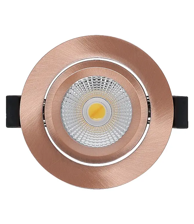 Inbouw LED Spot 6w Flat, 400 Lumen, CCT Switch (2700K/3000K/4000K), Kantelbaar, IP65, Dimbaar, CRI90, Koper Armatuur, Gatmaat 68-72mm, 2 Jaar Garantie