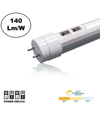Led Buis 150cm, Wattage Switch 18/20/25w, CCT Switch  3000K/4000K/6000K, 2520-3500 Lumen (140Lm/w), 3 Jaar Garantie