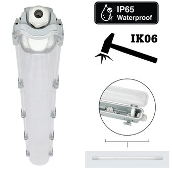 LITE LED TL Armatuur 120cm | IP65 | IK06 | Kunststof Sluitclips | Geschikt voor 1 LED Buis
