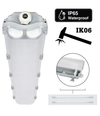 LITE LED TL Armatuur 150cm | IP65 | IK06 | Kunststof Sluitclips | Geschikt voor 2 LED Buis