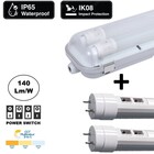 Complete LED TL Armatuur 120cm 24/30/36W, CCT Switch 3000K/4000K/6000K, 3360-5600 Lumen (140Lm/w), IP65, Incl. 2x led buis, 3 Jaar garantie