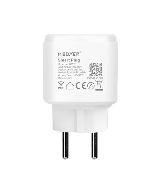 Miboxer Smart Wifi EU Stekker Plug - 16A - Aan/uitschakelaar met stroomverbruik statistieken - Wit -  SWE01