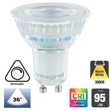 GU10 LED Spot 4w, 400 Lumen, 3000K Warm Wit, CRI95 (werkelijk kleur weergave), Glas, Dimbaar, Lichthoek: 36°,  2 Jaar Garantie