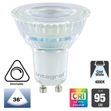 GU10 LED Spot 5w, 420 Lumen, 4000K Neutraal Wit, CRI95 (werkelijk kleur weergave), Glas, Dimbaar, Lichthoek: 36°,  2 Jaar Garantie