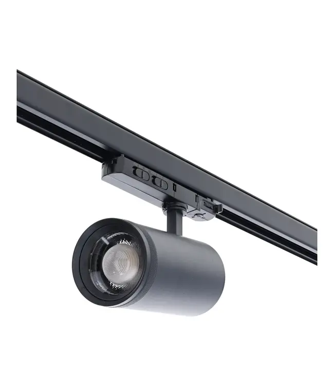 Reserveer: 3 Fase LED Rail Spot met Instelbare lichthoek (15°-55°), TRIAC-Dimbaar,  Wattage switch: 20/25/30w,  CCT-Switch, 1500 tot 2250 lumen, CRI>90, Zwarte Behuizing , 3 Jaar Garantie