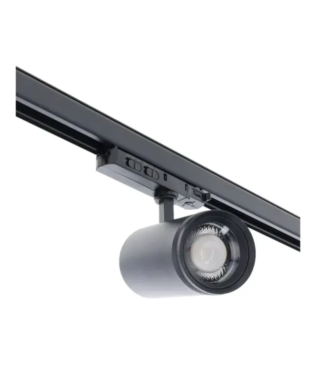 3 Fase LED Rail Spot met Instelbare lichthoek (15°-55°), TRIAC-Dimbaar,  Wattage switch: 20/25/30w,  CCT-Switch, 1500 tot 2250 lumen, CRI>90, Zwarte Behuizing , 3 Jaar Garantie
